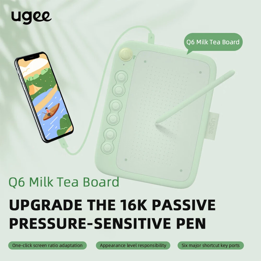 Ugee Q6 Drawing Tablet Graphic Tablet Digital Pen Pad 6 inch Artist Writing Board For Children Kids Gifts for Android PC Mac