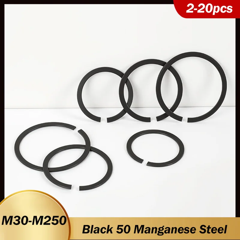 Black 50 Manganese Steel Rolling Bearings-Snap Rings Flat Retaining Ring Wire Circlip Clip C-Clip M30 M32 M35 M37 M40 M42~M250