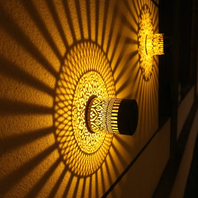 

Solar Wall Mounted Lights Outdoor Waterproof Courtyard Hollow Projection Ambient Wall Sconces Garden Decorative Landscape Decor
