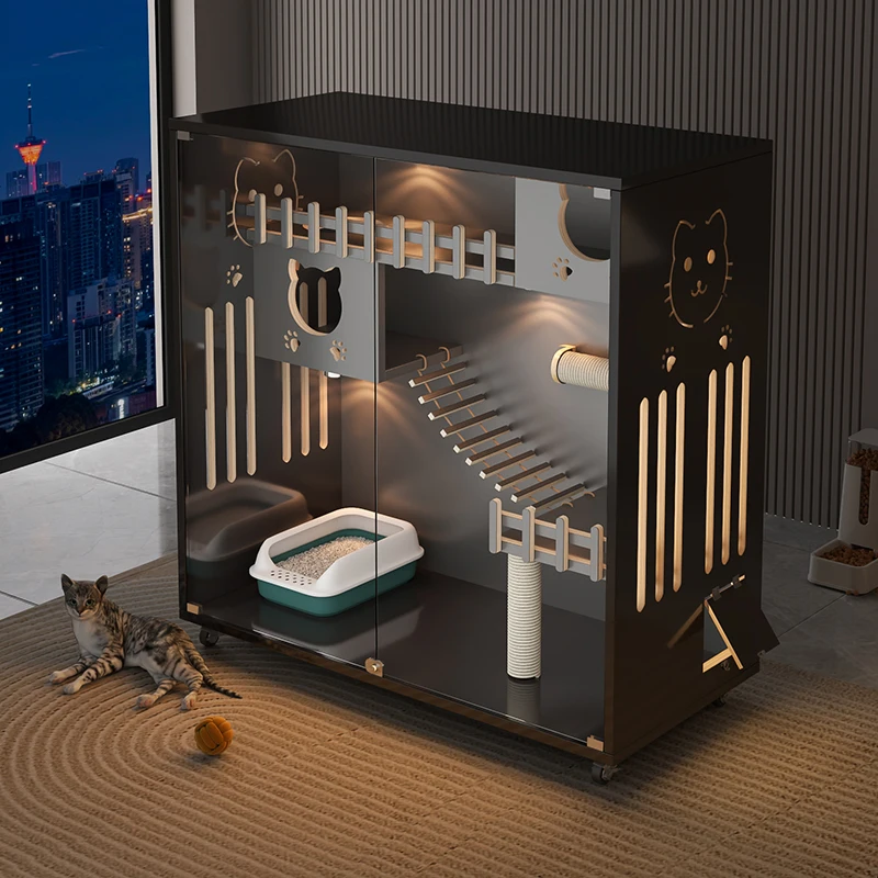 

All-in-one large free space cat villa, indoor multi-storey family or business warm wooden house