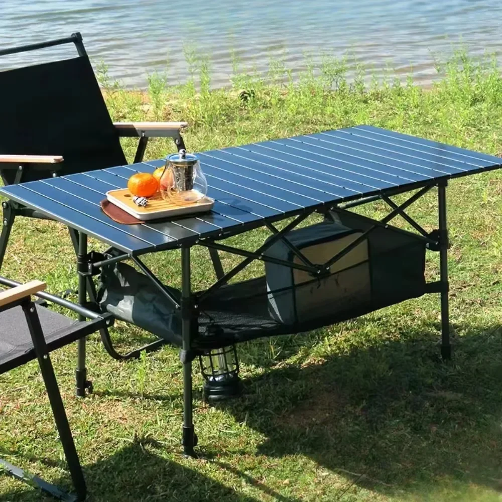 Portable Aluminum Alloy Egg Roll Table Lightweight Easy Install Folding Desk for Outdoor Camping Picnic