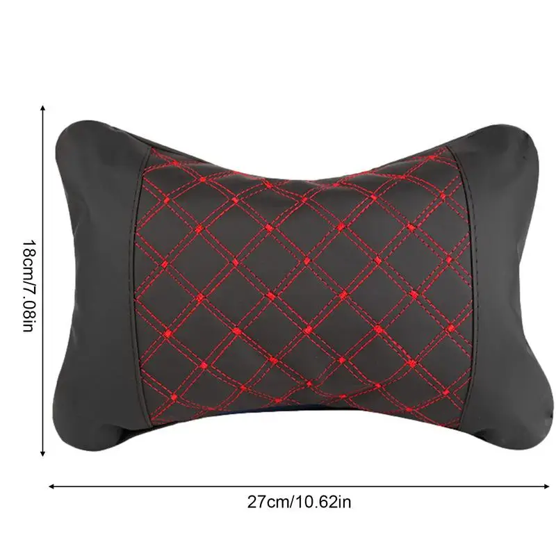 PU Leather Knitted Car Pillows Headrest Neck Rest Cushion Support Seat Accessories Auto Black Safety Pillow Universal Decor