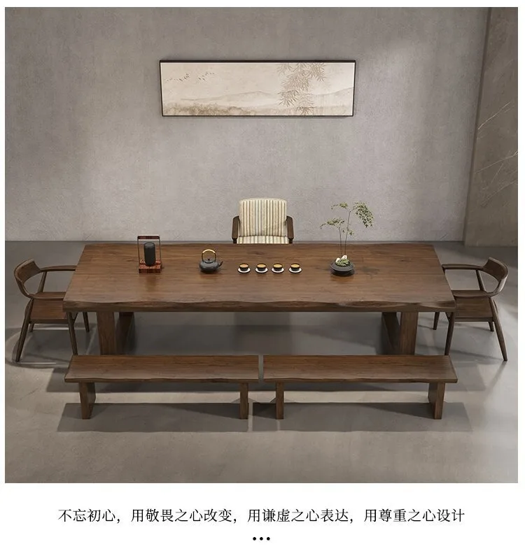 Modern and simple, household solid wood tea table and chairs, combined reception, kung fu tea table