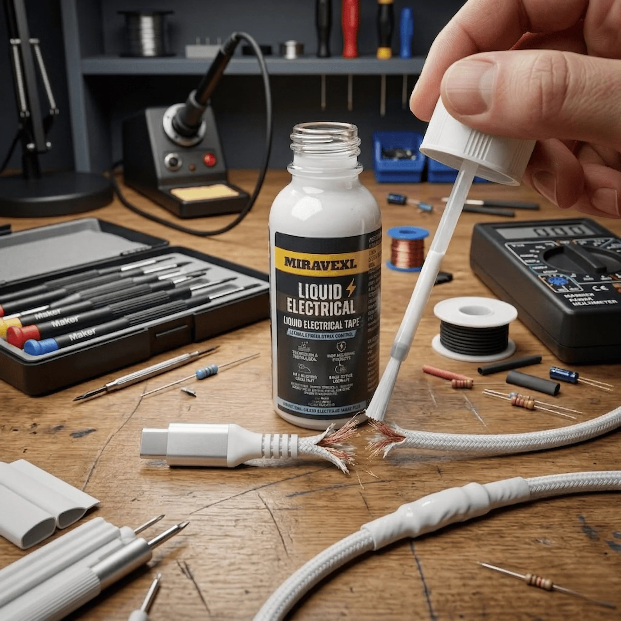 Cinta Eléctrica Líquida Blanca de Secado Rápido, Sellador Impermeable, Pegamento Aislante para Reparación de Cables USB, Cargadores y Otros Cables