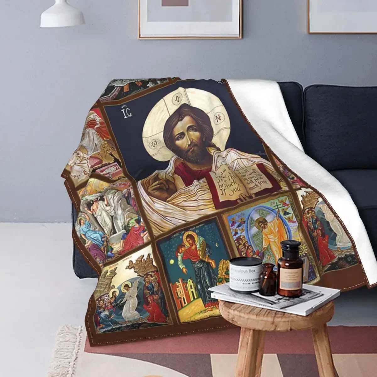 Jesus Christ God Bless Blankets Flannel Winter Christian Multifunction Super Soft Throw Blanket for Bedding Office Bedspreads