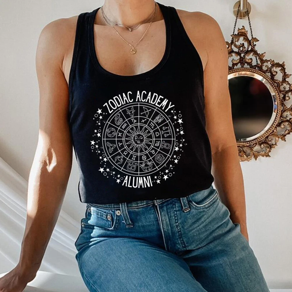 Zodiac Academy Alumni Letter Print Tank Top Zodiac Academy Shirt Vega Twins T-shirt Star Constellations Shirt Female Graphic Tee