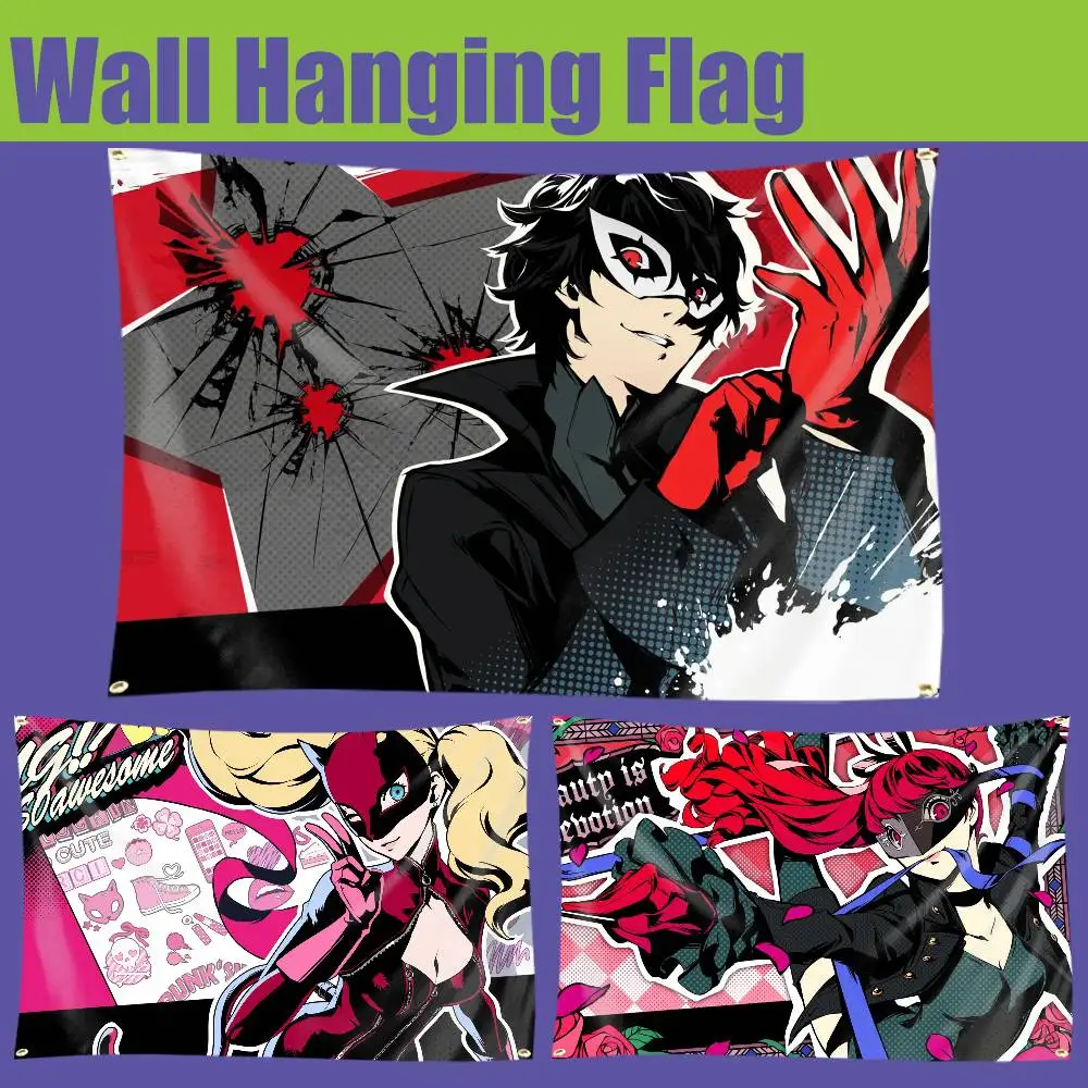 

P5 Game Phantom Thieves P-PersonaS 5 Flag Banners Four Hole Flag Polyester Outdoor Decor Room Aesthetic