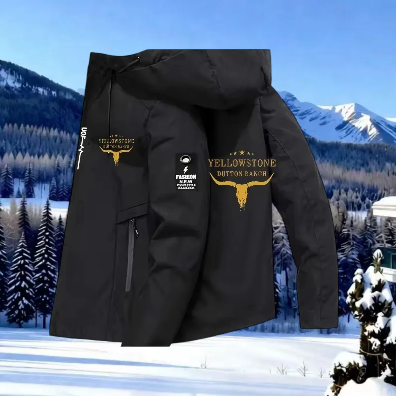 Spring and autumn fashion new classic logo letter printed top jacket men's brand new outdoor leisure hiking sports hooded jacket