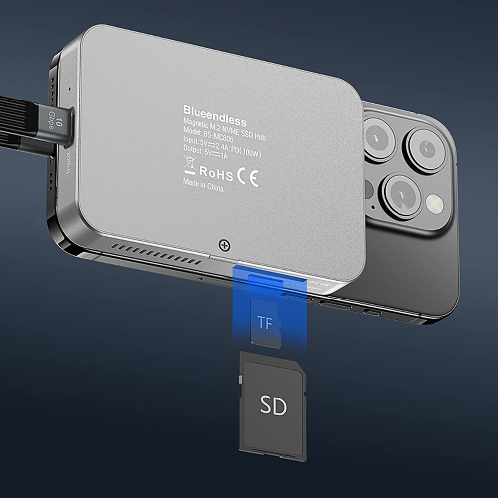 

Док-станция с магнитным корпусом SSD 10 Гбит/с и охлаждающим вентилятором, разветвитель USB3.2, док-станция USB-C, концентратор 4k, 60 Гц, накопитель видео