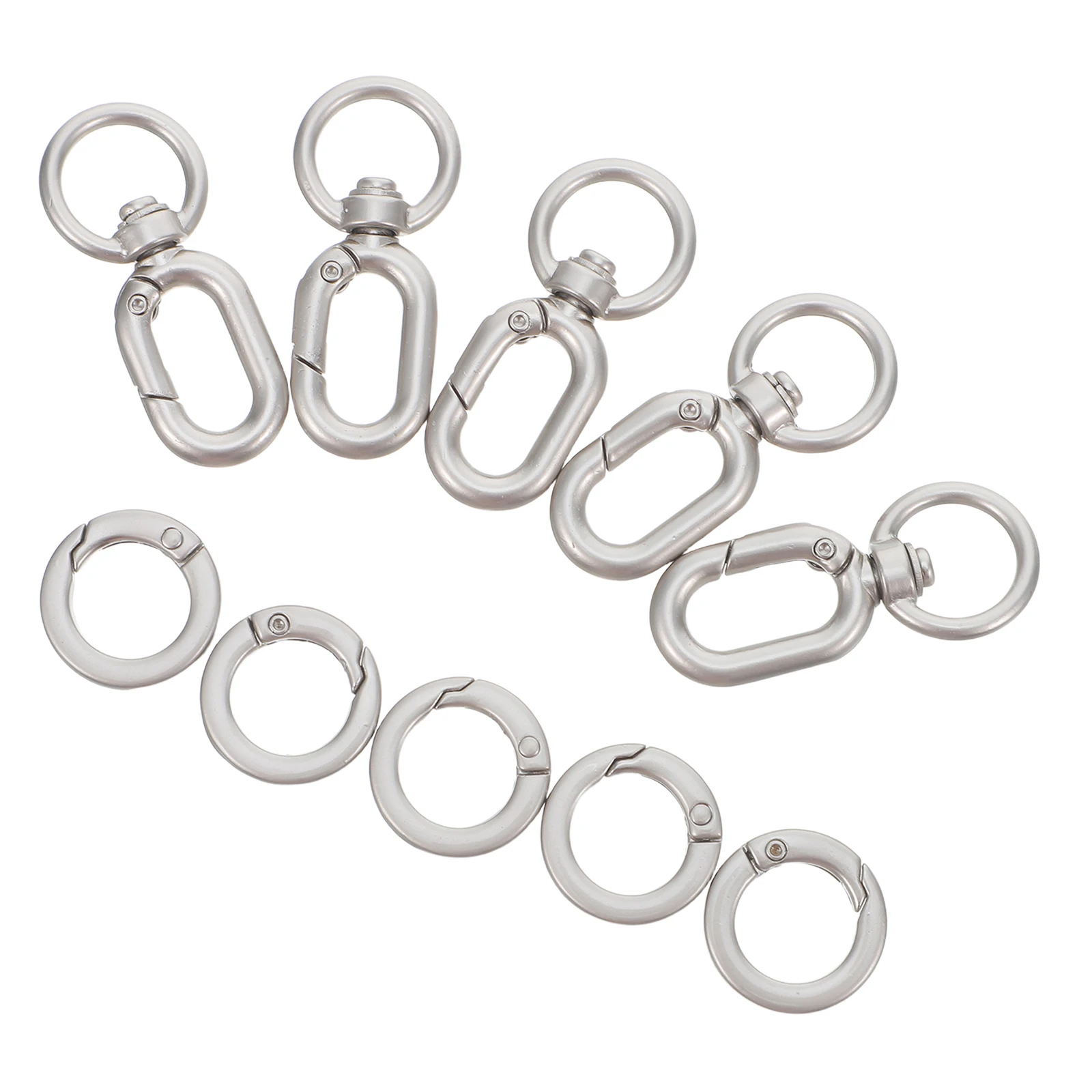 

5 Sets Rotating Spring Hook Buckle Carabiner Lanyard Metal Clip Double Opening Keychain Swivel Snap Claw