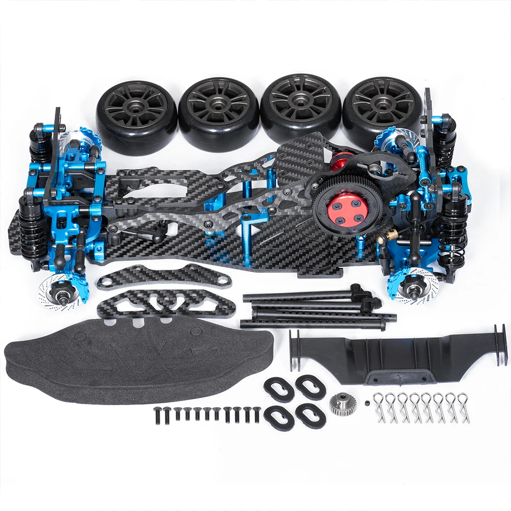 YEAHRUN Metal Alloy & Carbon Fiber Frame Kit for Sakura D5 MINI MR 1/10 RC Remote Control Flat Road Drift Car Model Upgrade Part