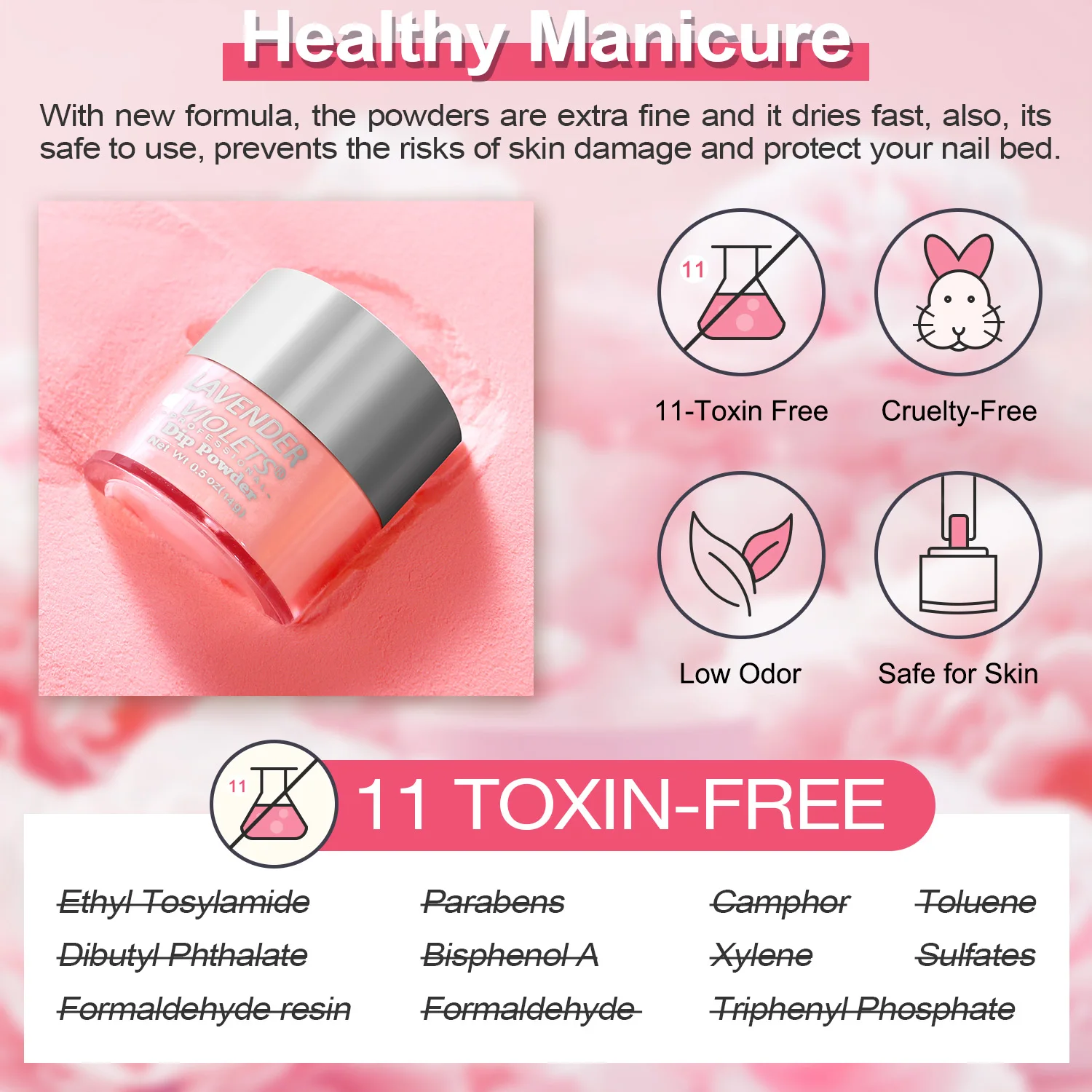 6 ชิ้นขนาดใหญ่ความจุ Glitter สีชมพูสีม่วงสีฟ้าสี Air Dry Dipping Powder Set ยาวนานสําหรับเล็บ Art Design