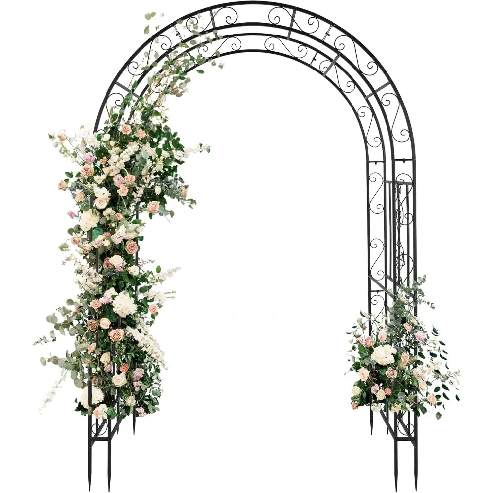 

Heavy Duty Metal Arbour Archway, Decorative Frame Stand Trellis for Wedding Ceremony Party Rose Vines Lawn Courtyard Patio Black