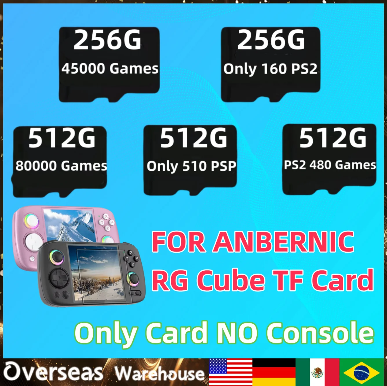 

FOR ANBERNIC RG Cube TF Card Portable Handheld Game Memory Card Handheld Gaming Console Gaming Games PS2 PSP 512G 80000 Gift