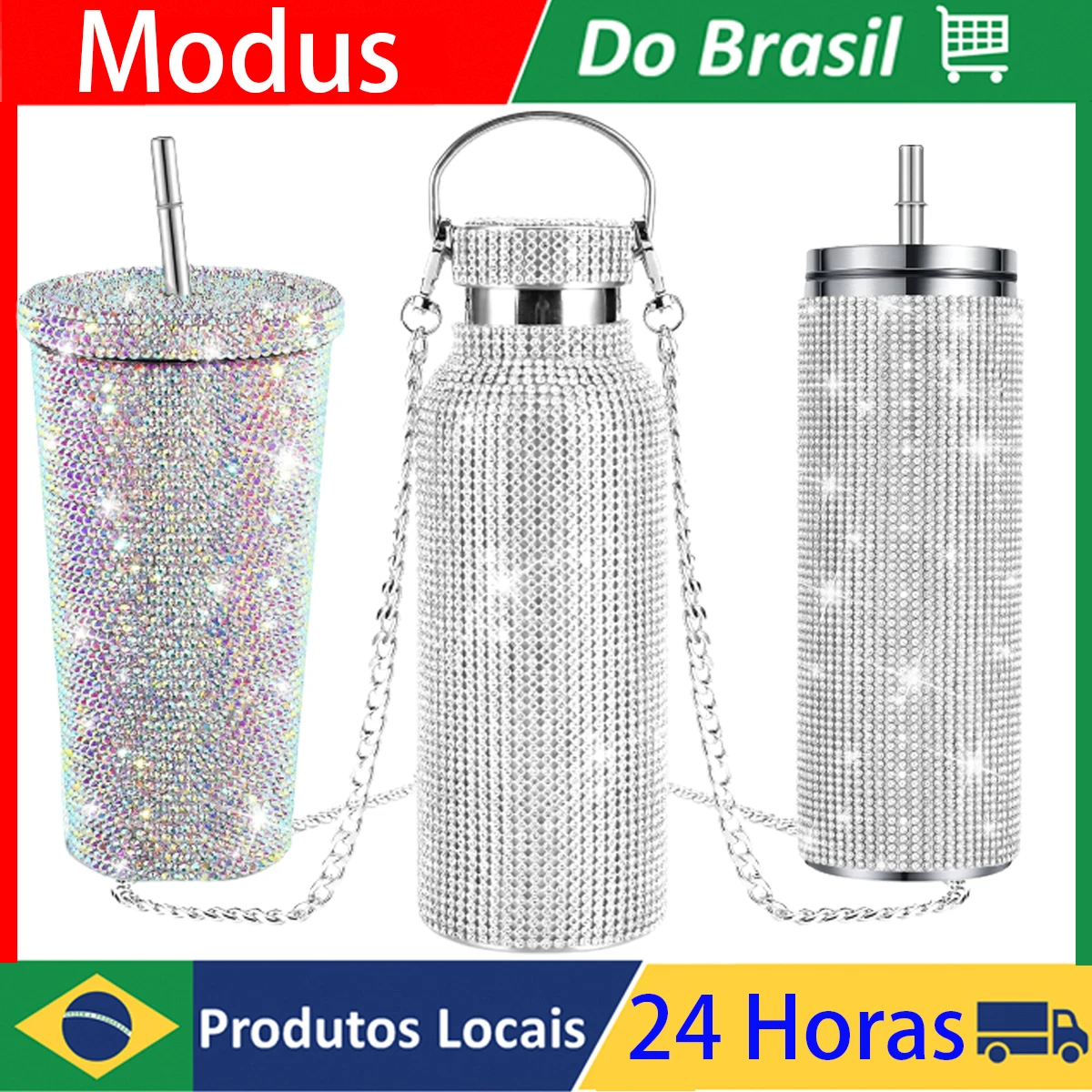 600/750ml Rhinestone Stainless Steel Double Layer Thermos Cups Women Glitter Cup Water Bottle Gift