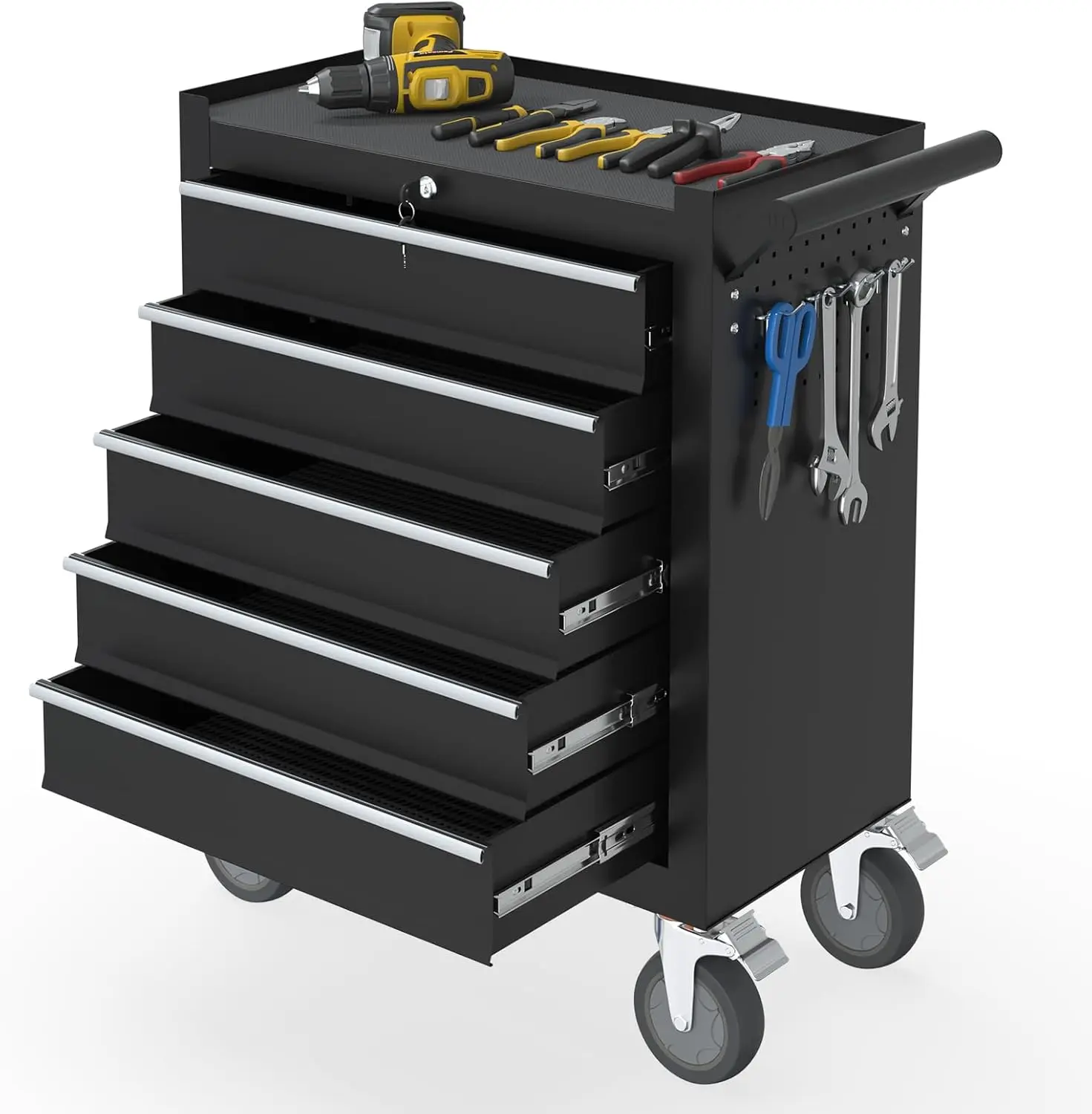 Chest, Chest with Wheels and Drawers, Rolling box with Locking System, box with Wheels for Garage, Warehouse