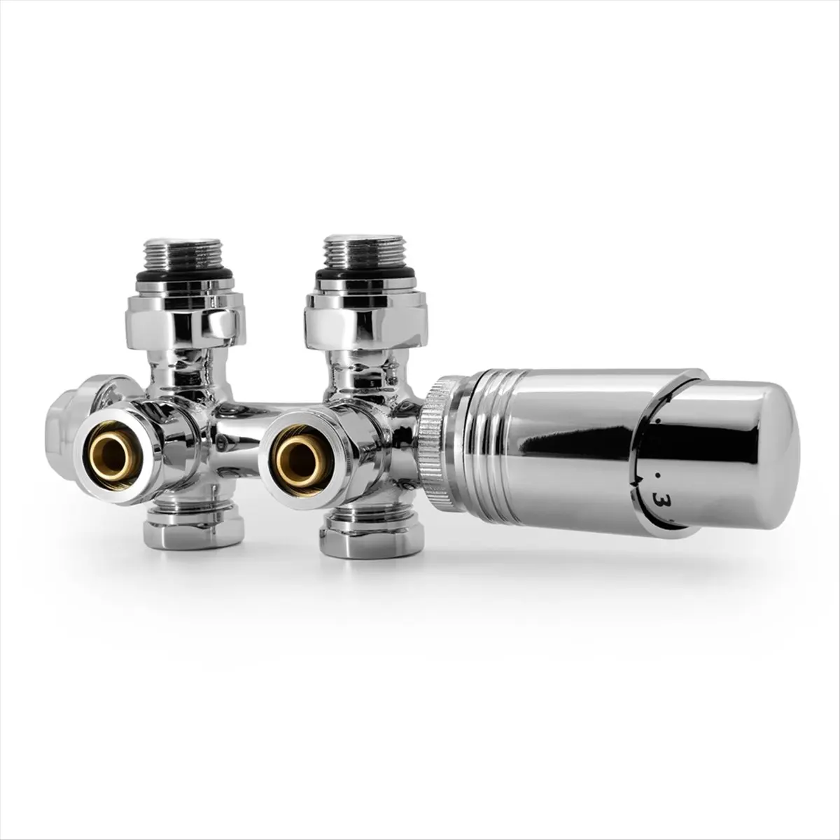 A95G Multiblock Set Radiator Connection Fitting with Thermostat 50 mm, Tap Block, Valve Fittings Set, Heating Accessories