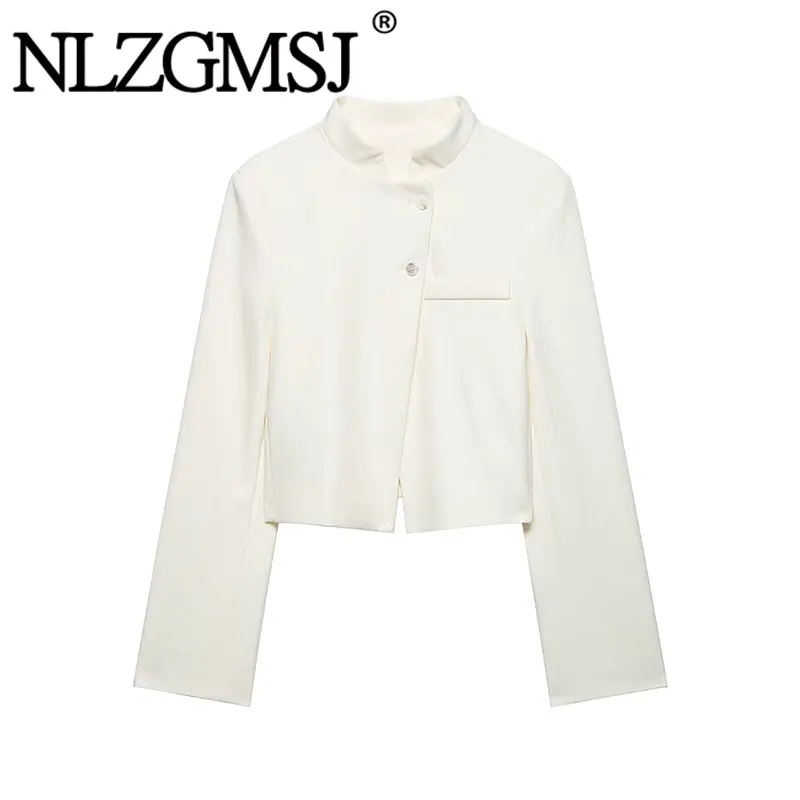

NLZGMSJ 2026 Spring Elegant Casual Chic Women Blazer Buttons Stand Collar Slim Blazer Fashion Office Lady Blazer ﻿