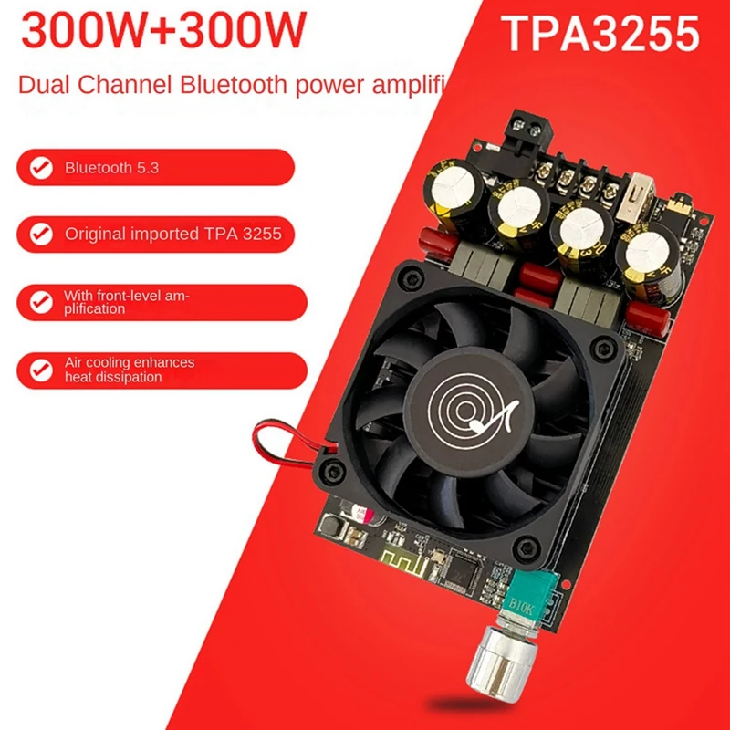 ZK-3002B Digital Audio Power Amplifier Board TPA3255 Stereo Amp 300Wx2 2.0 Dual Vocal Tract Sound Amplifier Easy To Use