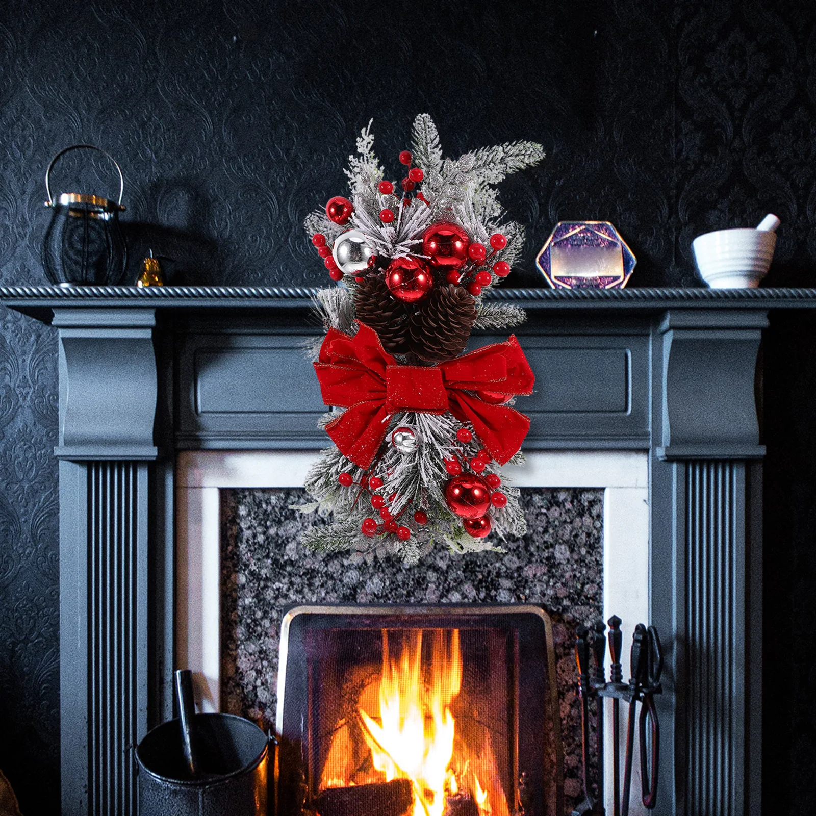 

Christmas Ornaments Luminous Wreath Holiday Lighted Window Wreaths Decorations Party Indoor with Lights Garland