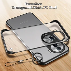 Frameless Transparent Matte Hard PC Metal Lens With Ring Case For OPPO Reno 11 10 8 7 6 5 SE Pro Back Casing Bumper Shell Cover