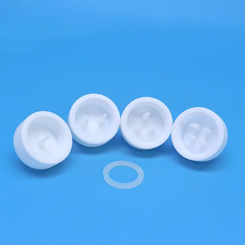 Cabeça de alimentação completa de PTFE GL45 tampa de garrafa de alimentação um furo dois furos três furos tampa de quatro furos