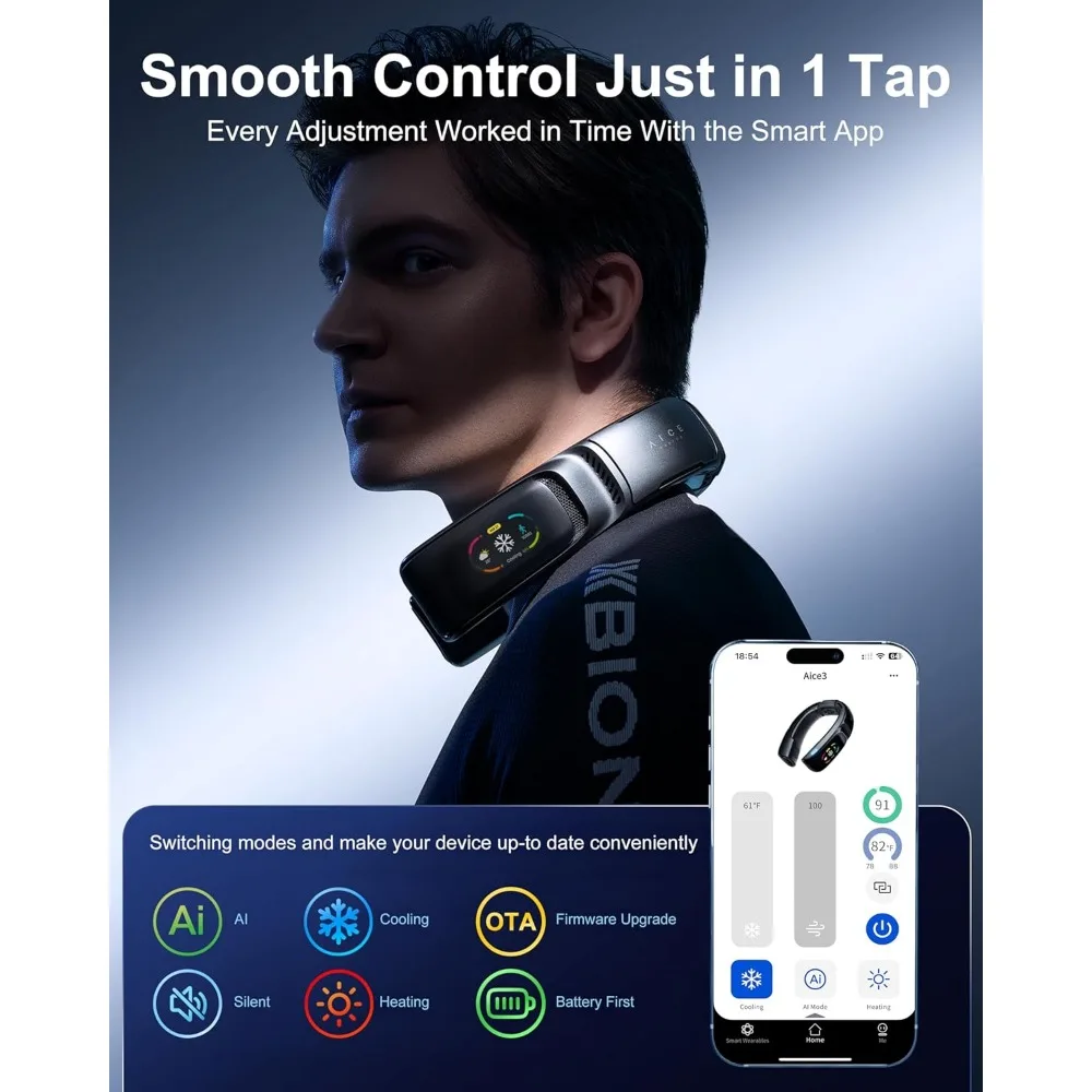 Cooling A/C AICE 3 AI Neck Air Conditioner 7000mAh 30H [Full-body Cooling/Heating] for All Seasons [Health Monitor] Personal image 5