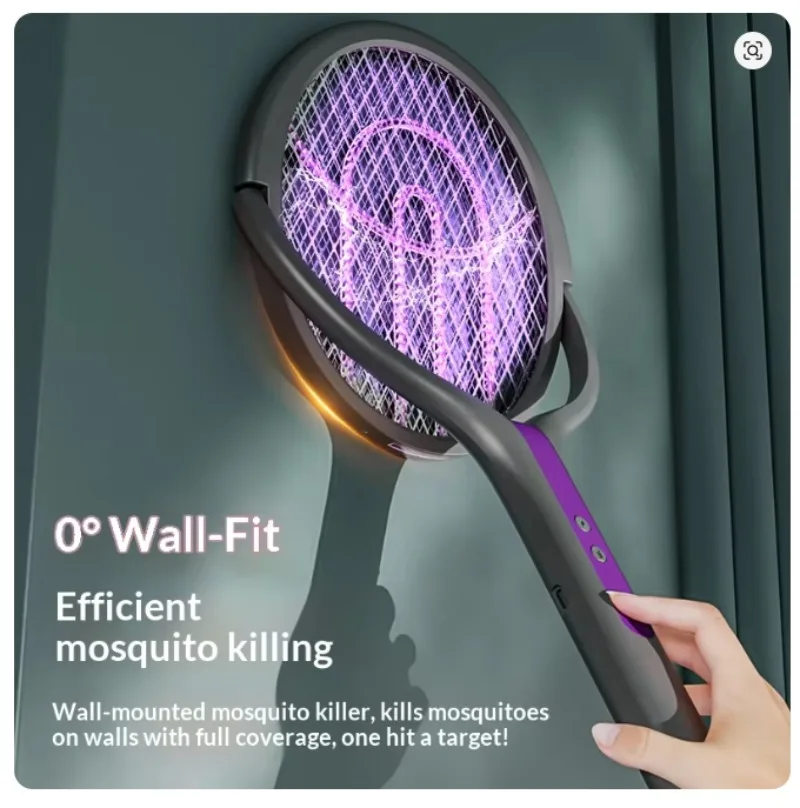 Retractable Electric Mosquito Swatter, Rechargeable High Power Fly Killer Racket with Light for Home Bedroom  Outdoor Use