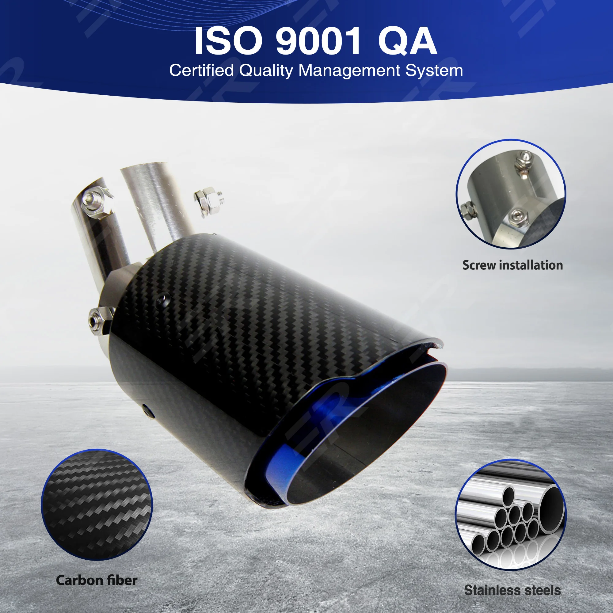 1PCS Ujung Knalpot Serat Karbon Asli yang Dapat Disesuaikan untuk Dekorasi Pipa Knalpot Mobil 38-54mm Sekrup 55-60mm Modifikasi Las