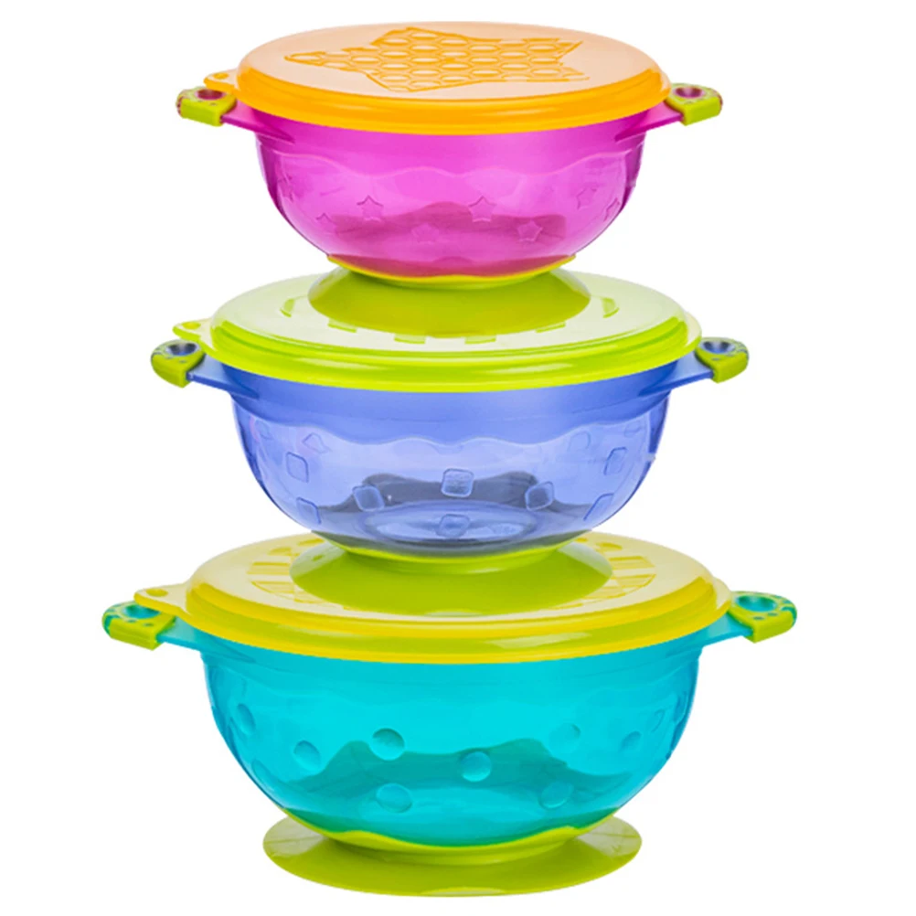

3 Pcs Suction Cup Bowl Set Durable Kids Feeding Bowls Safe Infants Baby Training Toddler Tableware Easy Clean Practical Use Baby