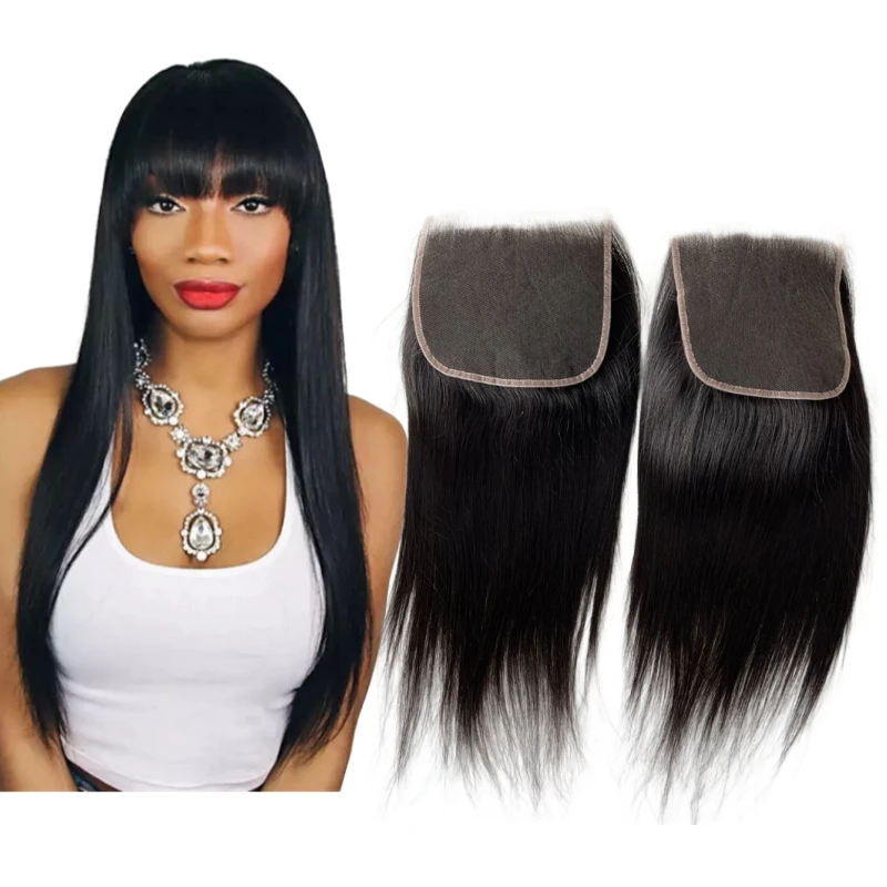 6x6 HD Swiss Lace Closure Brazilian Virgin Human Hair 130% Density Silk Straight Transparent Lace Melt Skin Pre Plucked Hairline