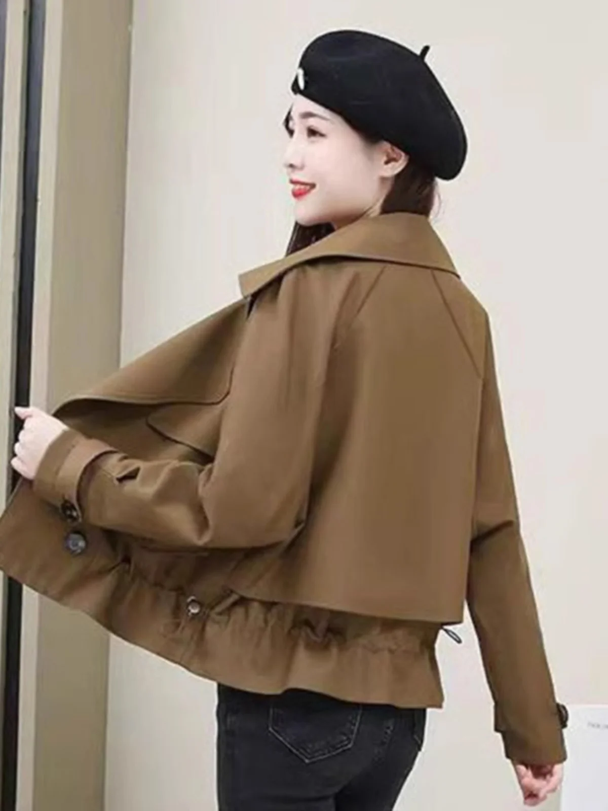 ort Double-Breasted Coat for Women Spring Autumn New Sle Ele Personali Top Selling Point Blanket Coat