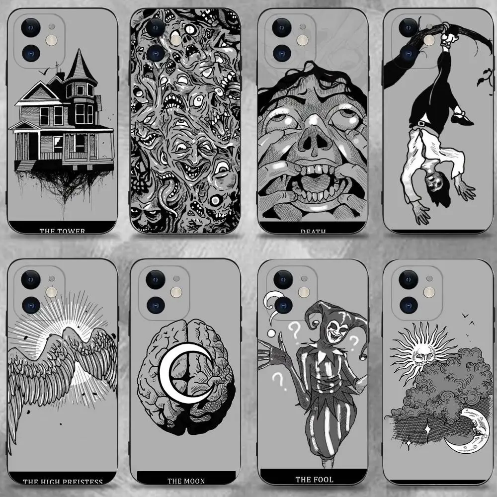

Phasmophobia Tarot Card Phone Case For iPhone 16,15,14,13,12,11 Plus,Pro Max,XS,X,XR,SE,Mini,8,7,Soft Silicone Black Cover
