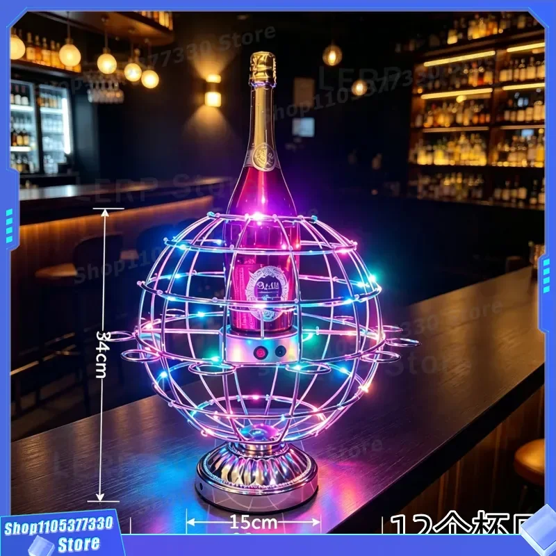Rotating Cocktail Cup Holder for Bar Counter Luminous Bullet Glass Rack Foreign Wine Display Stand Home Party Decor Accessory