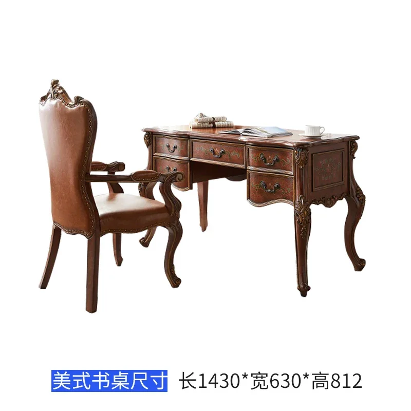 

Компьютер из цельного дерева в американском стиле, встроенный настольный светильник, роскошный кабинет, каллиграфия, большой стол, компьютерный стол для гостиной