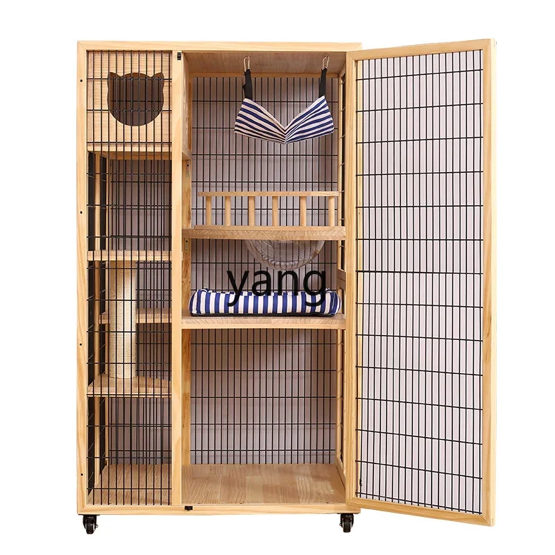 LH solid wood does not occupy the cat cage household three-story large cat house luxury