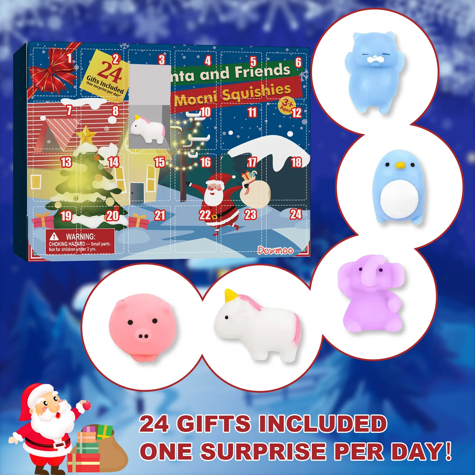 Christmas Advent Calendar 24 Days Countdown Surprise Blind Box Squishy Cute Animals Decompression Toys For Kids Adult Gifts