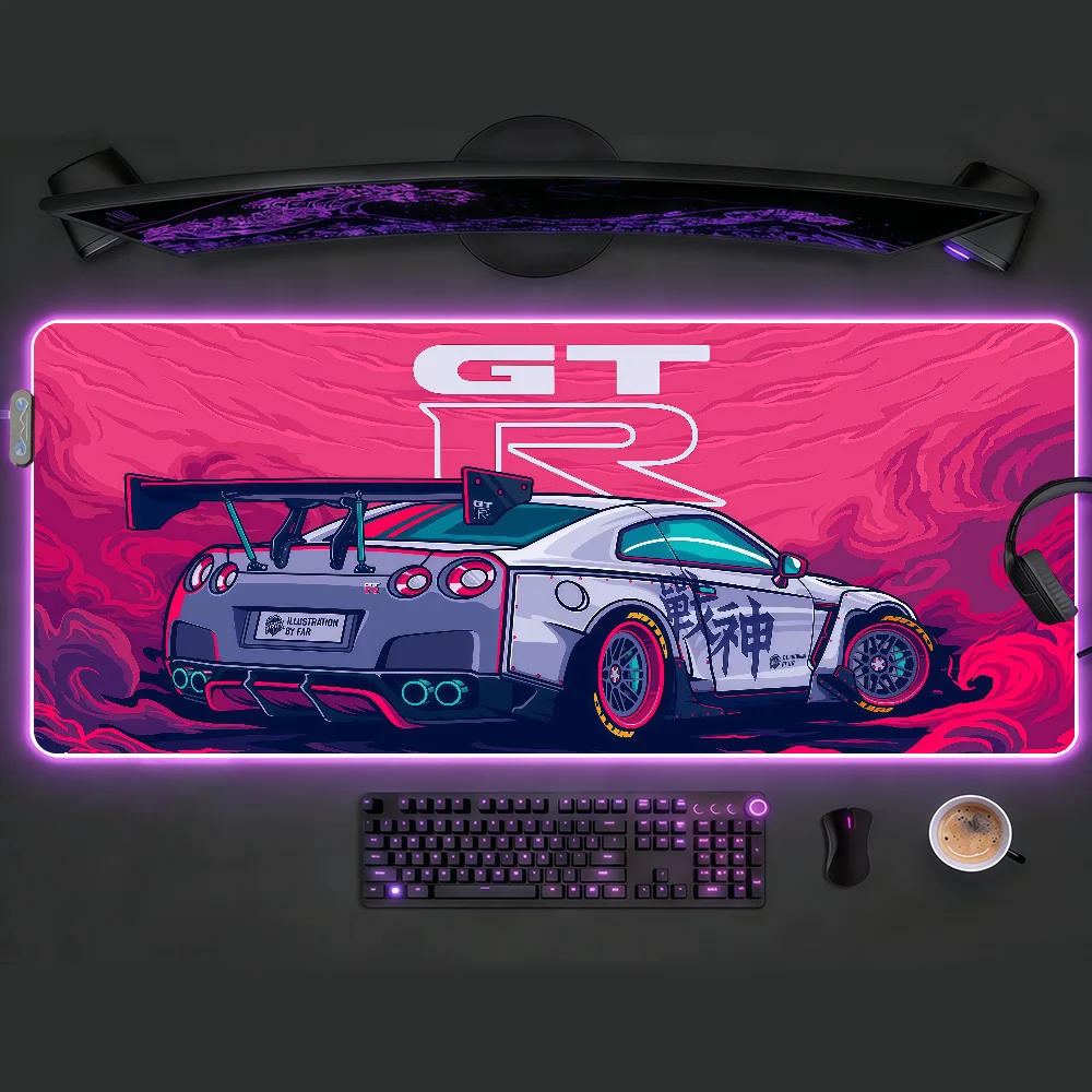 

Sports Cars Mouse Pad RGB LED Non-slip Desk Mat Rubber Gaming Accessories Large XXL Computer Office Keyboard Carpet