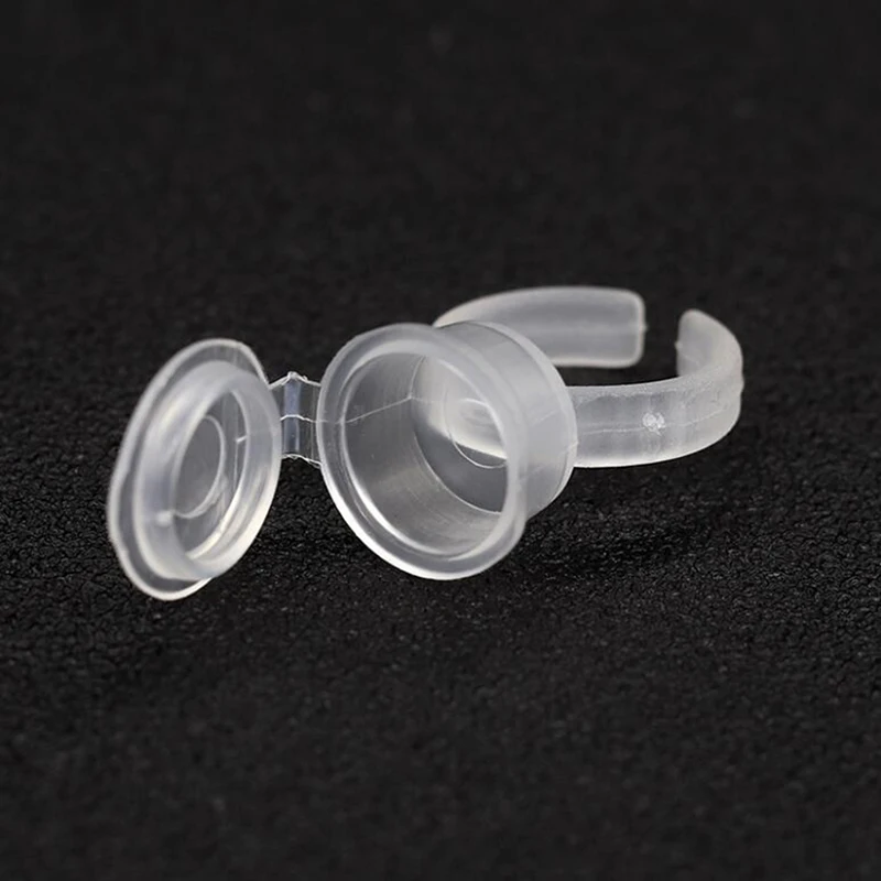 50 Teile/los Kunststoff Microblading Tattoo Tinte Ring Tassen mit Abdeckung Cap für Permanent Make-Up Augenbraue Kleber Halter Container Werkzeuge