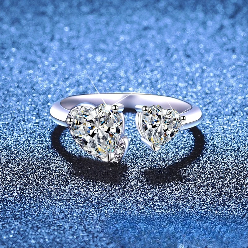 

New s925 Pure Silver Ring Female Alien Moissanite Simple Love Single Diamond Proposal Ring Moissanite Ring Wedding Jewelry