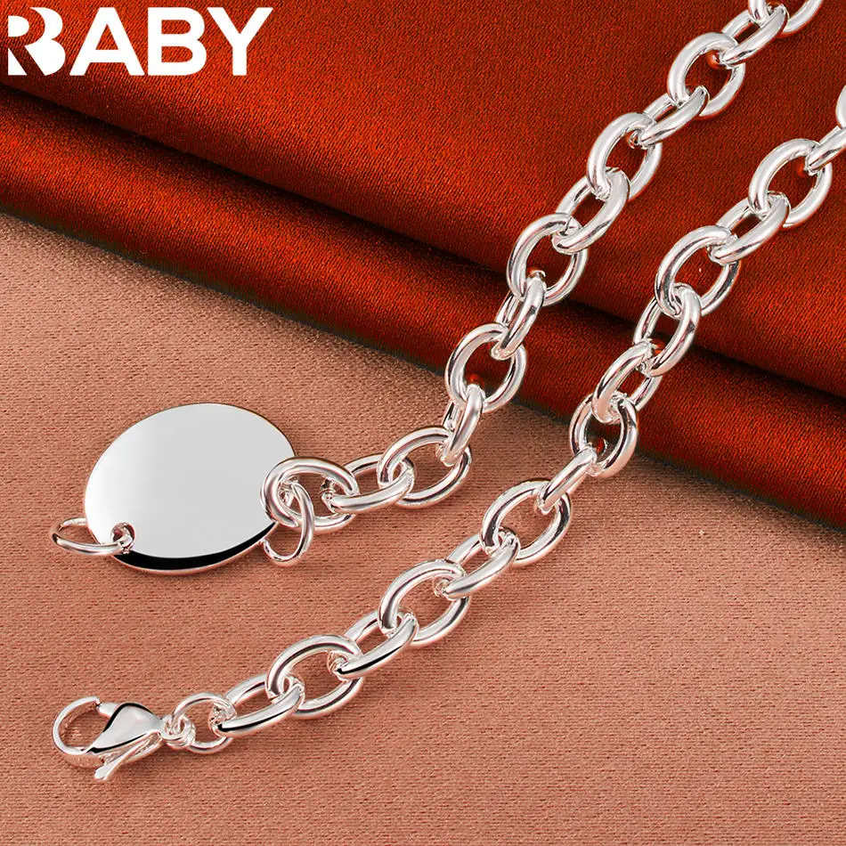

URBABY 925 Sterling Silver Round Necklace For Women Men Charm Trend Birthday Gifts Fashion Party Fine Jewelry