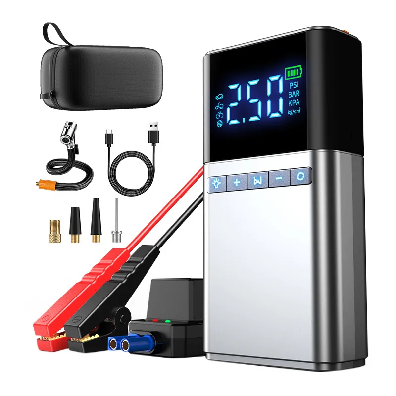 Portable Car Starter with Air Compressor, 150 PSI 12V Car Battery Starter Box Car Battery Jumper Starter with LCD