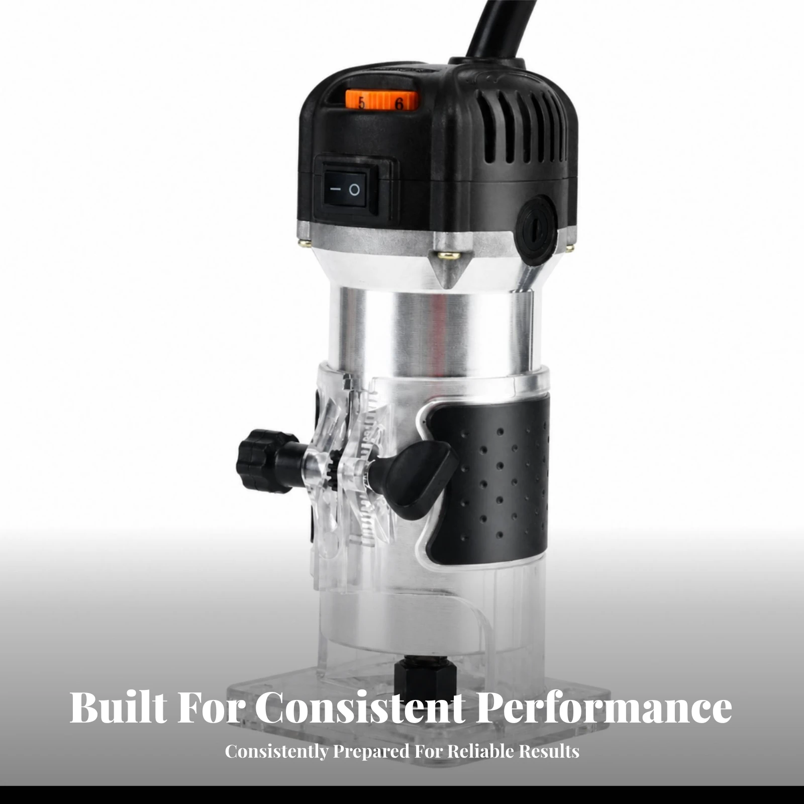 Electric Trim Router Variable Speed Wood Router with Transparent Base for Woodworkers, Woodworking, Furniture Making