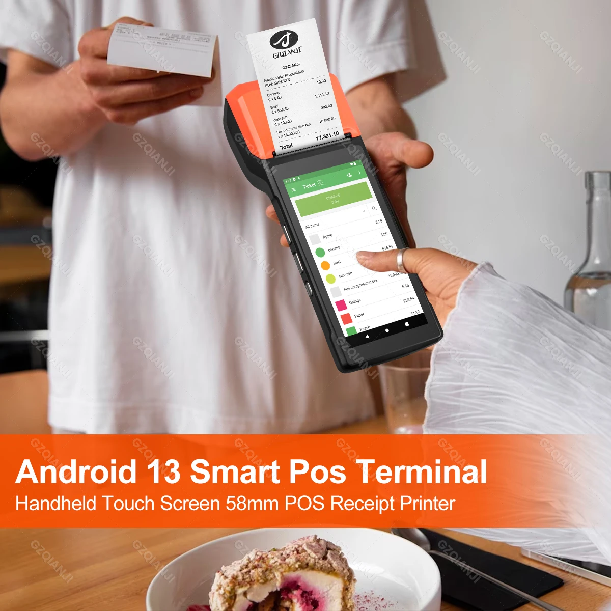 impressora termica portatil de recibos pos terminal pda loyverse com opcao nfc 1d scanner 2d 3g 4g android 81 58 mm 01