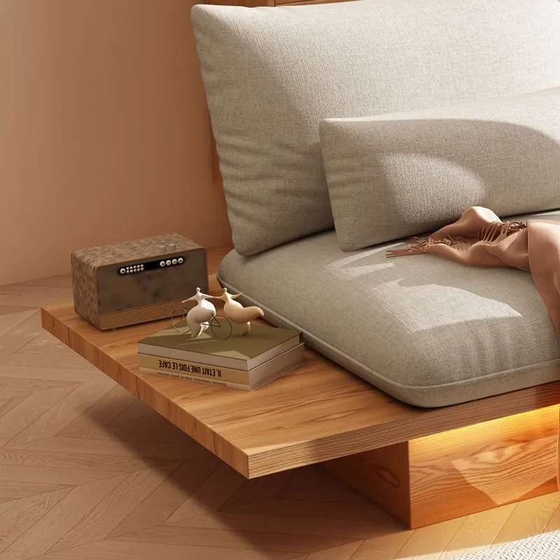 Wabi أريكة الرياح الرملية إطار من الخشب الصلب غرفة المعيشة شقة صغيرة الشمال تخزين بسيط ثلاثة أشخاص أريكة قماش أرضية