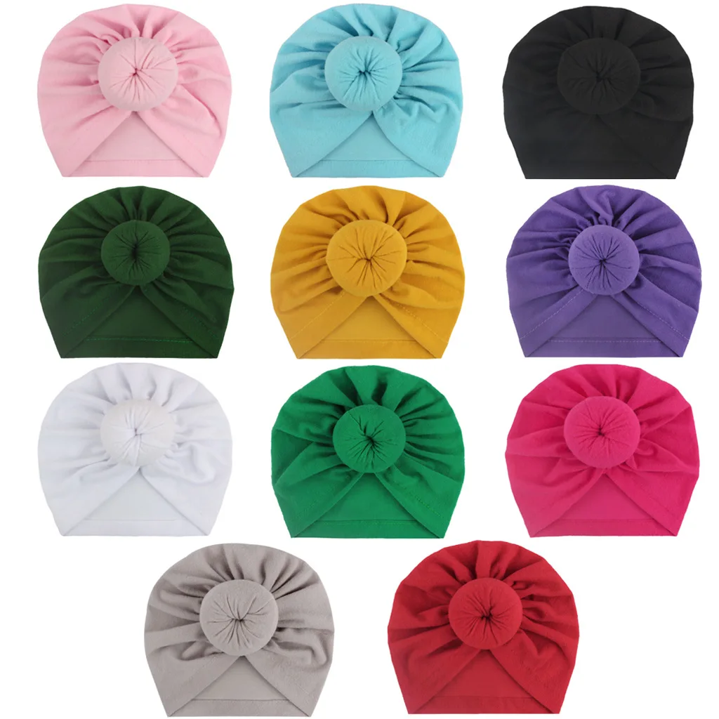 Newborn Fetal Caps Toddler Hats Kids Baby Boy Girl Turbans Cotton Beanie Hat Winter Warm Cap Knot Soft Children Accessories