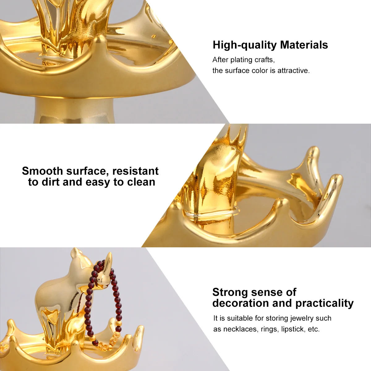 

1Pcs Elegant Crown Jewelry Holder Ceramic Stand Organizer for Earrings Rings Bracelets Desktop Display