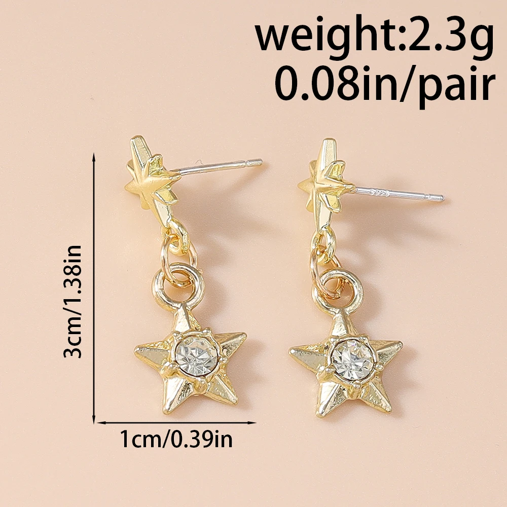 Aihua Goldfarbene Polaris-Stern-Ohrringe für Damen, Kristallsterne, Tropfenohrringe, modisch, für den täglichen Gebrauch, Hochzeit, Party, Schmuck, Geschenke – Detail 21