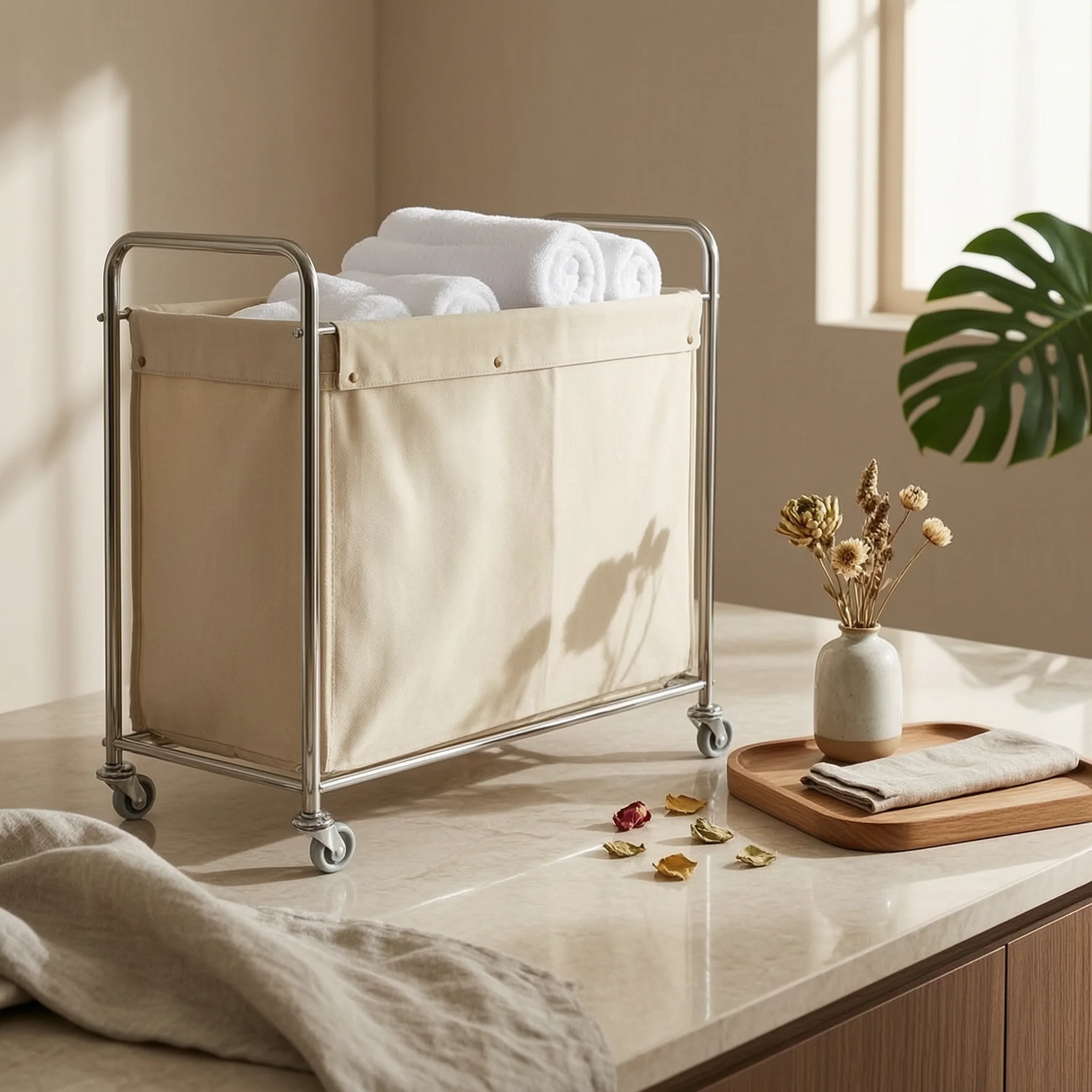 hotel-laundry-cart-collapsible-laundry-cart-with-wheels-steel-framed-commercial-swivel-space-saving-for-housekeepers-hotels