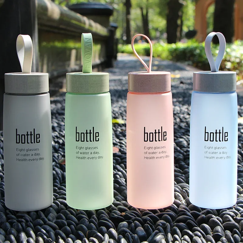 Frosted Water Cup Plastic Cup Korean Version Of Custom Simple Student Creative Portable Anti-Fall Outdoor Ins Wind Sports Bottle